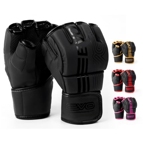 EVO Fitness MMA-Handschuhe, Martial Arts Handschuhe, Grappling Sparring für Herren, Muay Thai Käfig, Kampfsport, Damen, Rosa, UFC, Boxsack, Training (Schwarz, L) von EVO Fitness