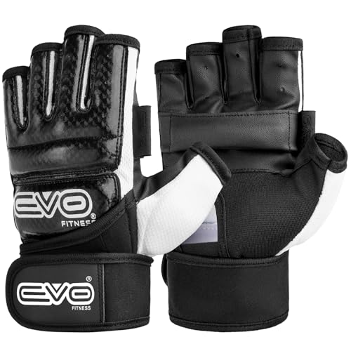 EVO Leder körper Gel Handschuhe MMA Boxen Boxsack Kampfsport Karate Fäustling (Schwarz, S) von EVO Fitness