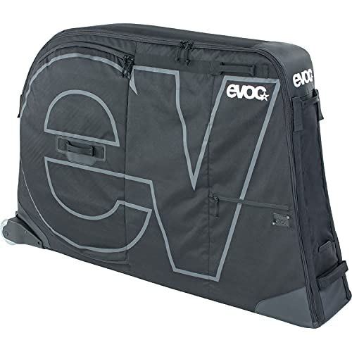 EVOC BIKE BAG leichte Fahrrad Transporttasche (inkl. Räder, separates Fach für Räder, FORK MOUNT Stabilisierung, extrabreites Fahrwerk, 280l, max. Radstand 126 cm), Schwarz Einheitsgröße von EVOC