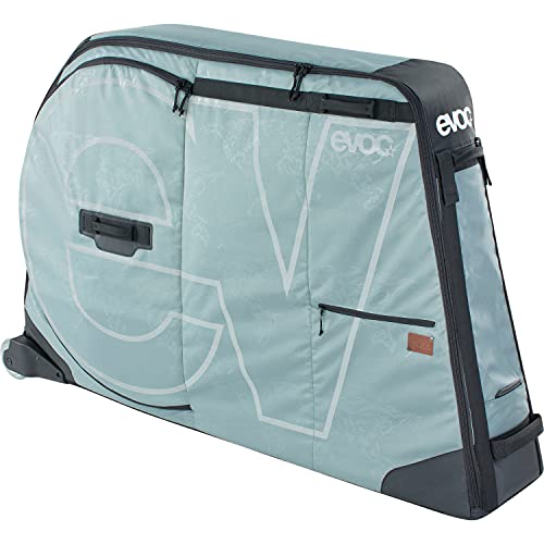 EVOC BIKE BAG leichte Fahrrad Transporttasche (inkl. Räder, separates Fach für Räder, FORK MOUNT Stabilisierung, extrabreites Fahrwerk, 280l, max. Radstand 126 cm), Stahlgrau, Einheitsgröße von EVOC