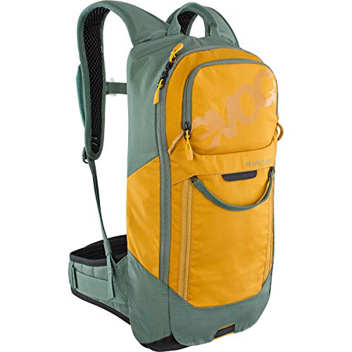 EVOC FR LITE RACE 10 Protektor-Rucksack ideal für Enduro-Rennen, Backpack (Fahrradrucksack mit LITESHIELD BACK Rückenprotektor, LITESHIELD SYSTEM AIR, Werkzeugfach, Größe: S), Olive / Lehm von EVOC