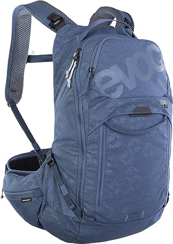 EVOC TRAIL PRO 16l Protektor Rucksack für Tagestouren & Trailriding, Fahrradrucksack (Backpack mit LITESHIELD PLUS Rückenprotektor, extra leicht, 3l Trinkblasenfach, Größe: S/M), Denim von EVOC