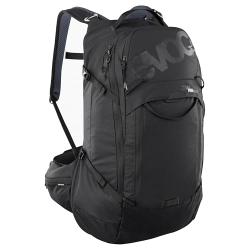 EVOC TRAIL PRO BLACKLINE 26 Protektorrucksack (leichter Rucksack mit Rückenprotektor, inkl. Trinkblasenfach, optimaler Sitz, L/XL), Schwarz von EVOC