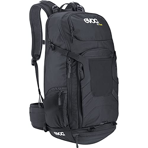 EVOC FR TOUR 30l Tourenrucksack, Fahrradrucksack (Backpack inkl. Rückenprotektor mit 95% Schockabsorption, ideale Fahrradtasche für Mehrtagestouren, Trinksystemaufnahme, Regenhülle), Schwarz von EVOC