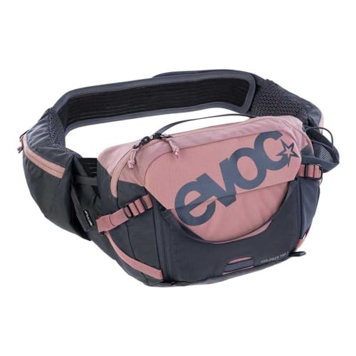 EVOC HIP PACK PRO 3, Hüfttasche (AERO FLEX Hüftgurt, AIR FLOW CONTACT SYSTEM, Mesh-Material, Werkzeugfach, Bauchtasche, perfekt für Trail-Liebhaber, One Size), Dusty Pink - Carbon Grey von EVOC