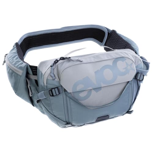 EVOC HIP PACK PRO 3, Hüfttasche (AERO FLEX Hüftgurt, AIR FLOW CONTACT SYSTEM, Mesh-Material, Werkzeugfach, Bauchtasche, perfekt für Trail-Liebhaber, One Size), Stone - Steel von EVOC