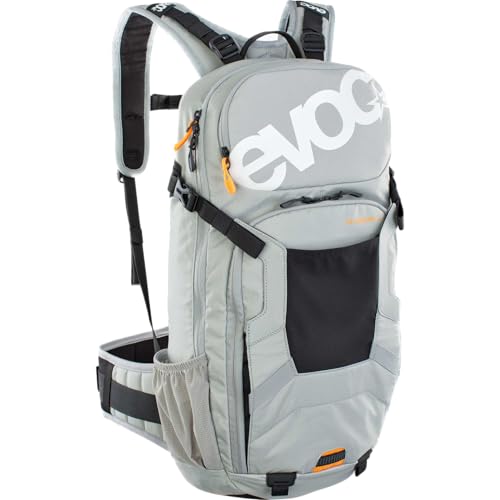 EVOC FR ENDURO 16 Fahrradrucksack, Backpack für Fahrradtouren (LITESHIELD BACK PROTECTOR 95%, Helm-Halterung, Protektoren, Werkzeugfach, Trinkblasenfach 3l, Größe: M/L), Steingrau von EVOC