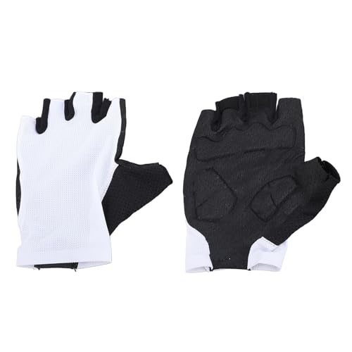 EVTSCAN Fahrradhandschuhe für Herren und Damen, elastisch, atmungsaktiv, rutschfest, Halbfinger-Handschuhe für Frühling und Sommer, Sport, Workout, Weiß (XL) von EVTSCAN