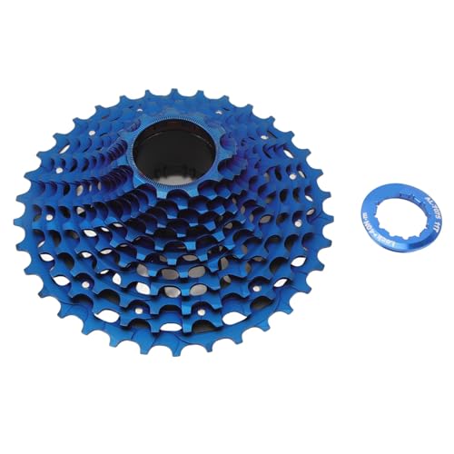 EVTSCAN Fahrradkassette, 12 Gänge, 34 Zähne, geräuschloses Hohldesign, hochfestes Stahl-Fahrradschwungrad für den Austausch von Fahrradzubehör (Blue) von EVTSCAN