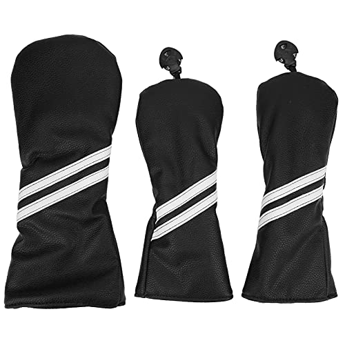 EVTSCAN Golf Holz Headcover Cover Set Stripes Queue Headcover Golfschläger Headcover für Driver(Schwarz) von EVTSCAN