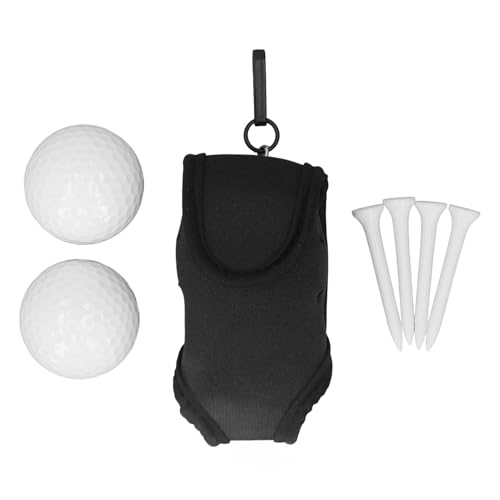 EVTSCAN Golfball-Hüfttasche, tragbare Neoprentasche, Sportgürtel, Tee-Halter mit Peg-Zubehör (Black) von EVTSCAN