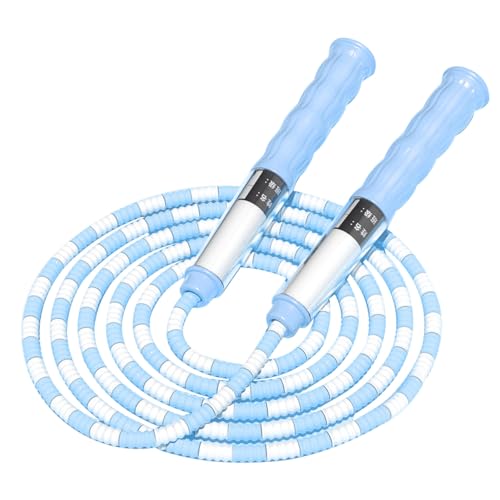 Jump Rope Adjustable with Name Tag Anti Slip Handle Grip Soft Pattern Tube Wrapped Skipping Rope for Kids Fitness Exercise (Blue) von EVTSCAN