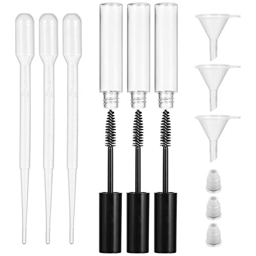 9Pcs 10 Ml Leere Mascara Tube Nachfüllbare Wimpernstab Tube Kunststoff Wimperncreme Behälter Flasche mit 3 Kunststoff Trichter Tropfer für DIY Kosmetiköl von EXCEART