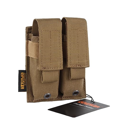 EXCELLENT ELITE SPANKER Molle Einzel/Doppel Pistole Mag Pouch Tactical Magazine Pouch Tool Organizer Holder (Double-Braun) von EXCELLENT ELITE SPANKER