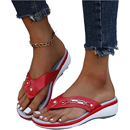 EXECAB Damen Orthopädische Zehentrenner Sandalen Damen Strass Flip-Flops Sommer PU-Leder Clip -Toe Pantoffeln Gummi Plateau Slippers Freizeit Strandschuhe,Rot,35 EXECAB Damen Orthopädische Zehentrenner Sandalen Damen Strass Flip-Flops Sommer PU-Leder Clip -Toe Pantoffeln Gummi Plateau Slippers Freizeit Strandschuhe,Rot,35 von EXECAB