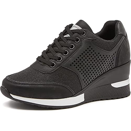 EXECAB Frauen Keil Trainer 3,15 "Absatz Damen Schnürschuhe rutschfeste versteckte Ferse Plateauschuhe Walking Hochzeitsschuhe,Schwarz,43 EXECAB Frauen Keil Trainer 3,15 "Absatz Damen Schnürschuhe rutschfeste versteckte Ferse Plateauschuhe Walking Hochzeitsschuhe,Schwarz,43 von EXECAB