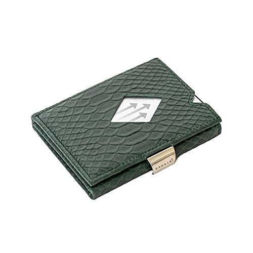 EXENTRI Leder Dreifachgefaltete Brieftasche aus Cobra - RFID-Schutz mit Verschlussclip aus Edelstahl von EXENTRI