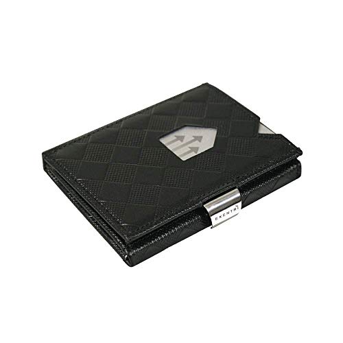 EXENTRI WALLET in Black Chess - Premium RFID Blocking Trifold Leather Wallet with Stainless Steel Locking Clip von EXENTRI