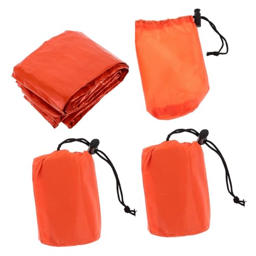 EXHUMKY 3 Satz Outdoor-Schlafsack Campingtasche Notfall-thermoschlafsack Notfalltasche Leichte Notfalldecke Notversorgung Tragbare Rettungsdecke Campingdecke Aluminisierte Pet-Folie Orange von EXHUMKY