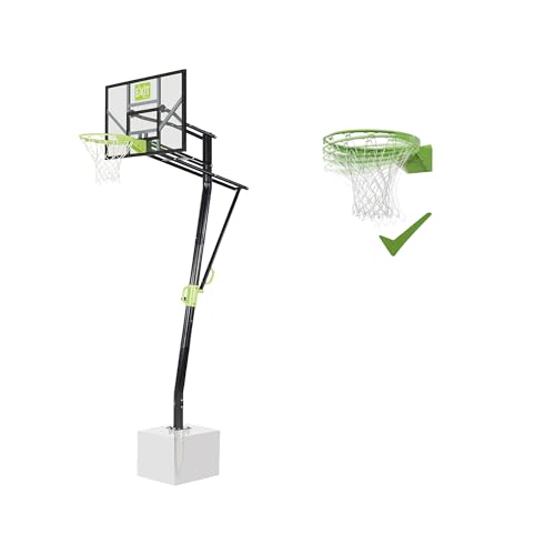 EXIT Toys Galaxy Basketballkorb mit Dunkring zur Bodenmontage Outdoor - Inkl. Basketballdunkring, Netz und Ständer - In 5 Höhen verstellbar - Für Kinder und Erwachsene - Robuster Rahmen - Grün/Schwarz von EXIT TOYS