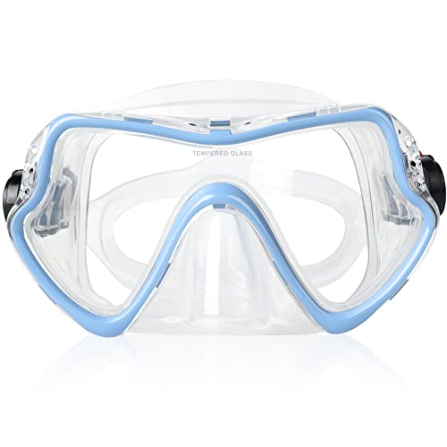Erwachsene Tauchmaske, professionelle Schnorchelbrille, Anti-Leck Taucherbrille, 180° Pano Anti-Fog Schwimmbrille Tempered Glas Tauchgerät Maske, Verstellbares Silikonband für Schnorcheln Schwimmen von EXP VISION