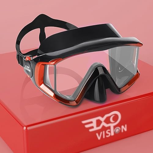 Schnorchel Taucherbrille HD Pano 3 Fensteransicht Erwachsene Schnorchelmaske, Anti Nebel Tauchmaske, gehärtetes Glas Schwimmmaske von EXP VISION