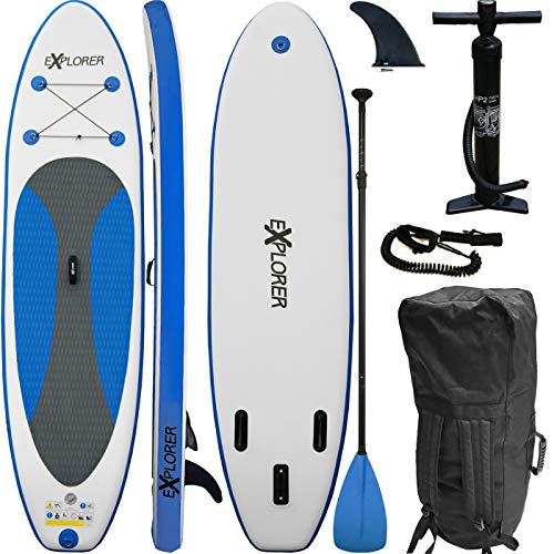 EXPLORER SUP Board Stand Up Paddle Surfboard aufblasbar Paddel ISUP 300x76x15cm von EXPLORER