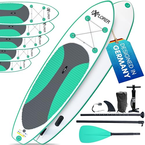 EXPLORER Stand Up Paddling Board Mint 300x76x15cm 115kg Komplettset mit Alu-Paddel, Rucksack, Pumpe, Finne und Flickenset EXPLORER Stand Up Paddling Board Mint 300x76x15cm 115kg Komplettset mit Alu-Paddel, Rucksack, Pumpe, Finne und Flickenset von EXPLORER