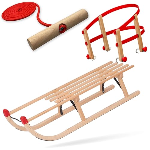 Explorer Colint Holzschlitten mit Rückenlehne für Kinder ab 1 Jahr und Erwachsene Set Schlitten Davos mit Leine und Kunststoff/Holz Lehne in Rot 100cm Alpina Fun Explorer Colint Holzschlitten mit Rückenlehne für Kinder ab 1 Jahr und Erwachsene Set Schlitten Davos mit Leine und Kunststoff/Holz Lehne in Rot 100cm Alpina Fun von EXPLORER