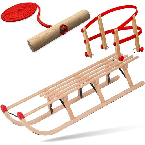 Explorer Colint Holzschlitten mit Rückenlehne für Kinder ab 1 Jahr und Erwachsene Set Schlitten Davos mit Leine und Kunststoff/Holz Lehne in Rot 110cm Alpina Fun Explorer Colint Holzschlitten mit Rückenlehne für Kinder ab 1 Jahr und Erwachsene Set Schlitten Davos mit Leine und Kunststoff/Holz Lehne in Rot 110cm Alpina Fun von EXPLORER