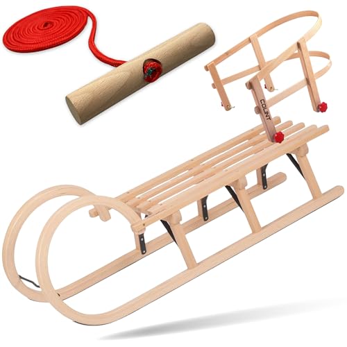 Explorer Colint Holzschlitten mit Rückenlehne für Kinder ab 1 Jahr und Erwachsene Set Schlitten Holz Hörnerschlitten mit Leine und Vollholz Rückenlehne in Rot 110cm Alpina Fun Explorer Colint Holzschlitten mit Rückenlehne für Kinder ab 1 Jahr und Erwachsene Set Schlitten Holz Hörnerschlitten mit Leine und Vollholz Rückenlehne in Rot 110cm Alpina Fun von EXPLORER