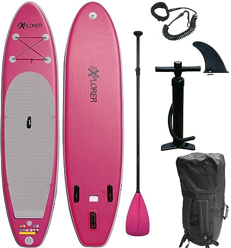 EXPLORER SUP Board Pink Stand Up Paddle Surfboard aufblasbar Stand Up Paddling ISUP ALF2 320 cm von EXPLORER