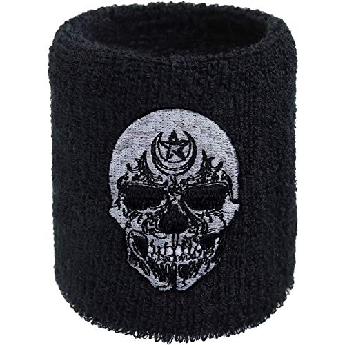 Schweissband SKULLSTAR Stickerei Designer Schweißband Totenkopf Biker Absorbierendes Frottee Handgelenk Heavy Metal Motor-Sport Wristband Rocker Geschenk Cruiser Armband Schweissband SKULLSTAR Stickerei Designer Schweißband Totenkopf Biker Absorbierendes Frottee Handgelenk Heavy Metal Motor-Sport Wristband Rocker Geschenk Cruiser Armband von EXPRESS-STICKEREI