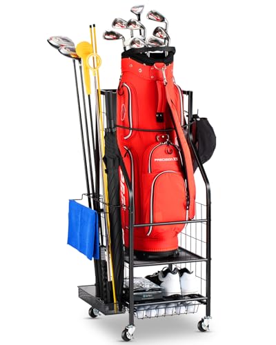 Golftaschen-Aufbewahrungs-Organizer: Golftaschenständer passend für 1 Golftasche und Golfschläger, Golfbälle, Golfausrüstungszubehör, extra großes Golftaschen-Aufbewahrungsregal für Garage Golftaschen-Aufbewahrungs-Organizer: Golftaschenständer passend für 1 Golftasche und Golfschläger, Golfbälle, Golfausrüstungszubehör, extra großes Golftaschen-Aufbewahrungsregal für Garage von EXTCCT