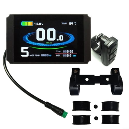 EXTRWORY Intelligentes LCD-Instrument mit Farbbildschirm, wasserdichtem Anschluss,Elektrisches LCD-Anzeigemessgerät für Pedelec- und E-Bikes, 24V 48V Spannung von EXTRWORY