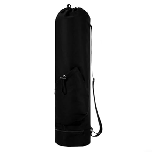 EXTRWORY Kompakte Yogamatten-Tasche, wasserdichte Tragetasche mit verstellbarem Gurt und Wasserflaschenhalter für Fitness, Pilates, Fitnessstudio, Outdoor-Sport (schwarz) von EXTRWORY