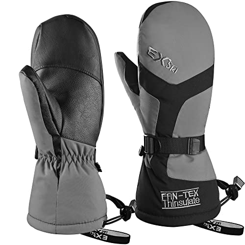EXski Skihandschuhe Fäustlinge Ski Herren Damen Winter Snowboard Handschuhe Warm Winterhandschuhe Wasserdicht, Grau, M EXski Skihandschuhe Fäustlinge Ski Herren Damen Winter Snowboard Handschuhe Warm Winterhandschuhe Wasserdicht, Grau, M von EXski