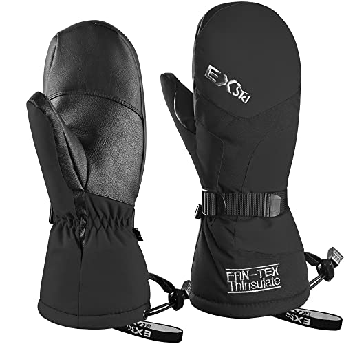EXski Skihandschuhe Fäustlinge Ski Herren Damen Winter Snowboard Handschuhe Warm Winterhandschuhe Wasserdicht, Schwarz, L EXski Skihandschuhe Fäustlinge Ski Herren Damen Winter Snowboard Handschuhe Warm Winterhandschuhe Wasserdicht, Schwarz, L von EXski