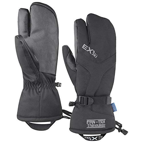 EXski Winter Handschuhe Warm Wasserdicht Skihandschuhe 3 Finger Fäustlinge Herren Damen Snowboard Schneemobil, M von EXski