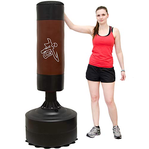 EYEPOWER 175cm Standboxsack Box Punching Bag Boxsack Stehend Boxständer Braun von EYEPOWER