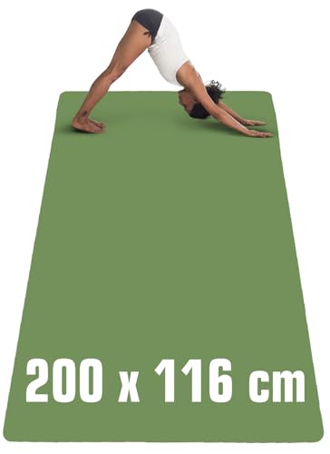 EYEPOWER 200x116 Fitnessmatte XXL Yogamatte 6mm rutschfest - Sport Teppich Bodenschutzmatte Fitness Sportmatte Groß - Gymnastikmatte Dicke Trainingsmatte XXL Unterlage Fitnessgeräte Matte Rudergerät von EYEPOWER