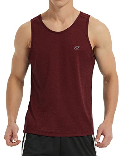 EZRUN Herren Tank Tops Quick Dry Workout Sleeveless Shirts für Bodybuilding Gym Jogging Laufen Fitness Training - Rot - Groß von EZRUN