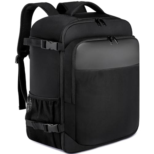 Handgepäck 45x36x20cm für EasyJet 30L Klein Reiserucksack für Flugzeug Unter Sitzplatz Tasche Laptop Rucksack 15.6 Zoll mit USB Ladeanschluss Handgepäck Rucksack für Business Schule Reise, Schwarz von EZUOLA