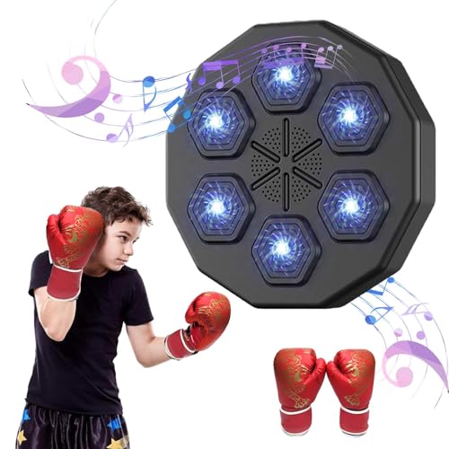 EagerMinds Music Boxing Machine, LED Musik Boxmaschine, Smart Bluetooth-Musik-Boxmaschine mit Boxhandschuhen, Musik-Boxmaschine für Erwachsene und Kinder Exercise/Stress Release (Kinder Handschuhe) von EagerMinds