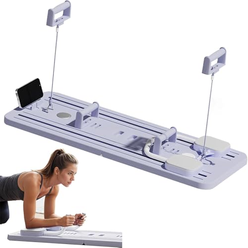 Pilates Reformer, 5 in 1 Reformer Pilates Maschine Klappbar Pilates Reformer Board mit Timer und Handyhalterung, Multifunktionales Bauchmuskel Brett für Zuhause und Fitnessstudio (Lila) von EagerMinds