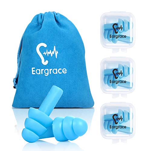 Wiederverwendbare Silikon-Ohrstöpsel - 3 Paare - SNR 31, wasserdicht, weich, hypoallergen - Komfortable Gehörschutzstöpsel für das Rauschunterdrückung zum Schlafen und für Flugzeuge mit Reisetasche Wiederverwendbare Silikon-Ohrstöpsel - 3 Paare - SNR 31, wasserdicht, weich, hypoallergen - Komfortable Gehörschutzstöpsel für das Rauschunterdrückung zum Schlafen und für Flugzeuge mit Reisetasche von Eargrace