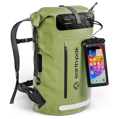 Earth Pak Summit Serie wasserdichter Rucksack, Backpack mit leistungsstarkem Reißverschluss und Rolltop, wasserfester Handyhülle Grün 55L Earth Pak Summit Serie wasserdichter Rucksack, Backpack mit leistungsstarkem Reißverschluss und Rolltop, wasserfester Handyhülle Grün 55L von Earth Pak