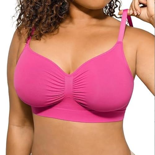 Earlorning Bügelloser BH, Earlorning-BH, Earlorning Wireless Bra, Damen Bügelloser Sculpt Bra Comfort Bralettes Ohne Bügel Ungefütterter Cami-BH (5XL/6XL,Pink) von EasPowest