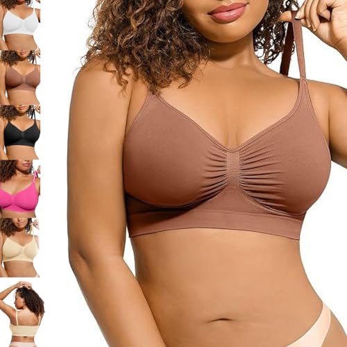 Earlorning Wireless Bra,Women's Wireless Sculpt Bra Comfort Bralettes No Underwire Unlined Cami Bra (Brown,S) von EasPowest