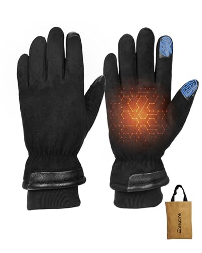 EaseZone Winterhandschuhe Wasserdicht Herren Fahrradhandschuhe Winddicht Fahrrad Handschuhe Damen Thermohandschuhe Skihandschuhe Laufhandschuhe -20℃ Touchscreen Schwarz mit Aufbewahrungstasche (L) von EaseZone